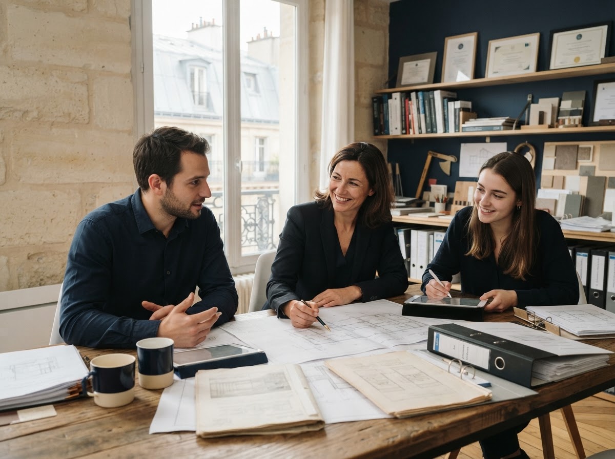Vague Patrimoire — équipe d'analystes travaillant sur les modèles de décision d'investissement